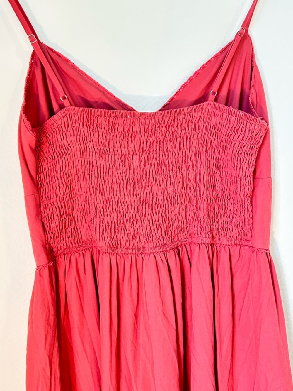 Moon River Boho Coral Midi Dress Tie Front Eyelet Hem Anthropologie Style - Picture 4 of 5